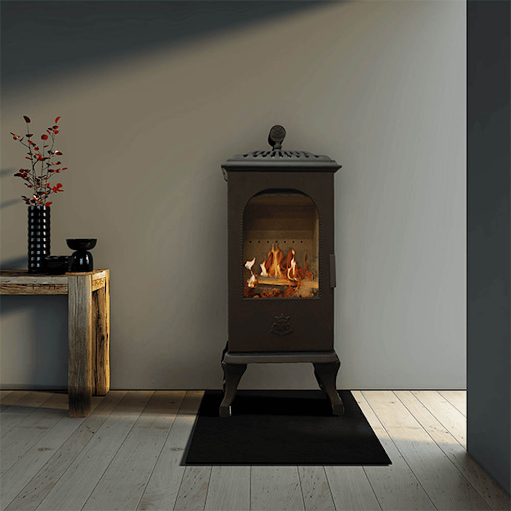 Westbo Victoria 125 med sidoglas Braskaminer miljöbild