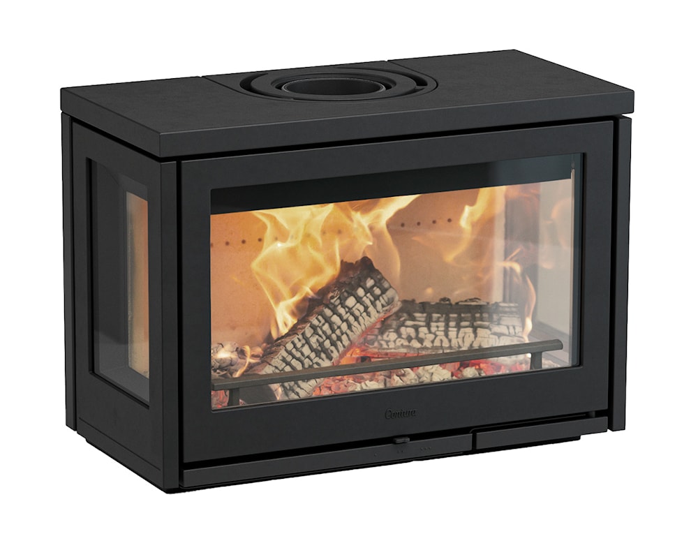 Contura MyCube i8 W vägg Braskaminer frilagd
