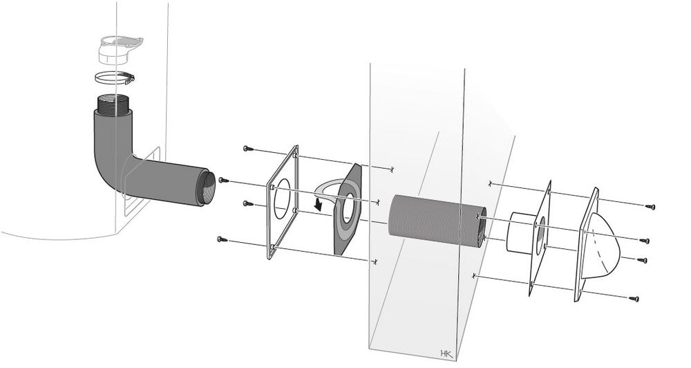 Uteluftsanslutning braskamin Ø67 Tillval frilagd